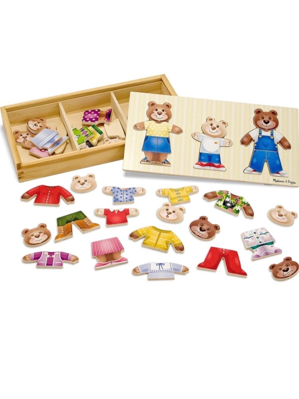 Melissa and Doug wooden dress-up puzzle Bear Family